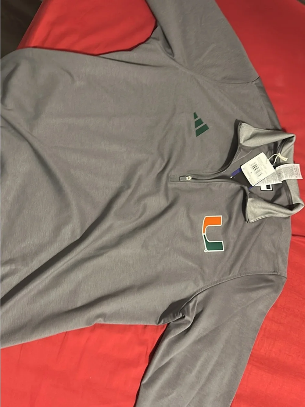adidas Men's Gray 1/4 Zip with University of Miami